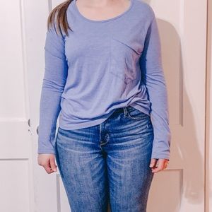 Blue long sleeve pocket tee
